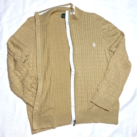 Lauren Ralph Lauren Sweaters - Ralph Lauren Active Zippered Cardigan. Golden Tan Color. Size XL.